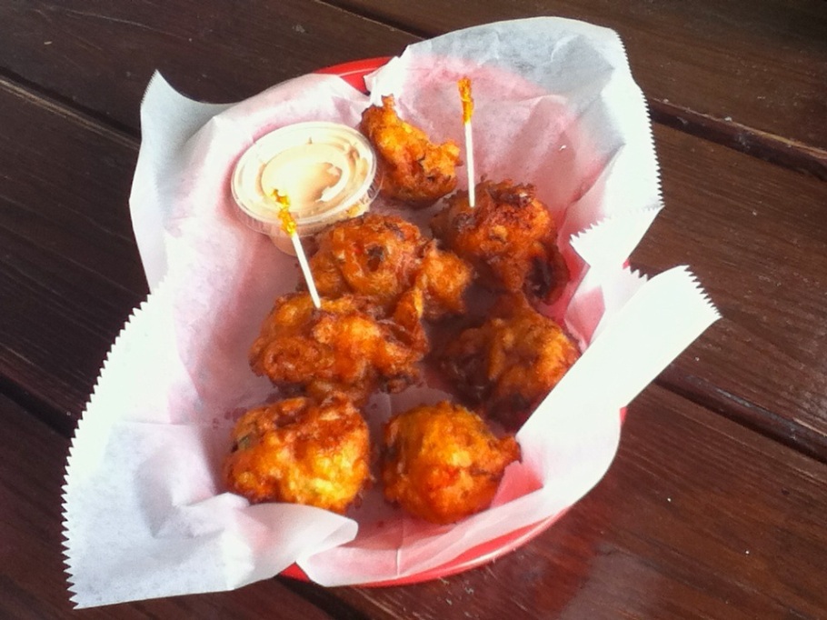 Conch fritters at Twin Brothers, Potters Cay