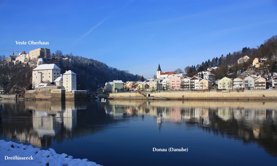 Dreiflüsseeck, Ortspitze, Donau, Danube, Ilz, Inn, Passau, Bayern, Bavaria, Germany, fotoeins.com