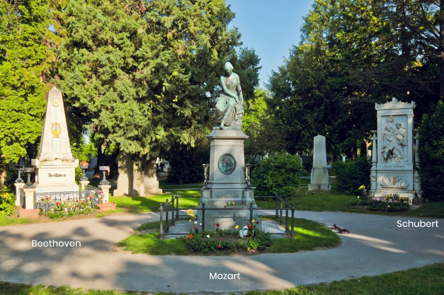 Beethoven, Mozart, Schubert, Wiener Zentralfriedhof, Wien, Vienna, Austria, Österreich, fotoeins.com